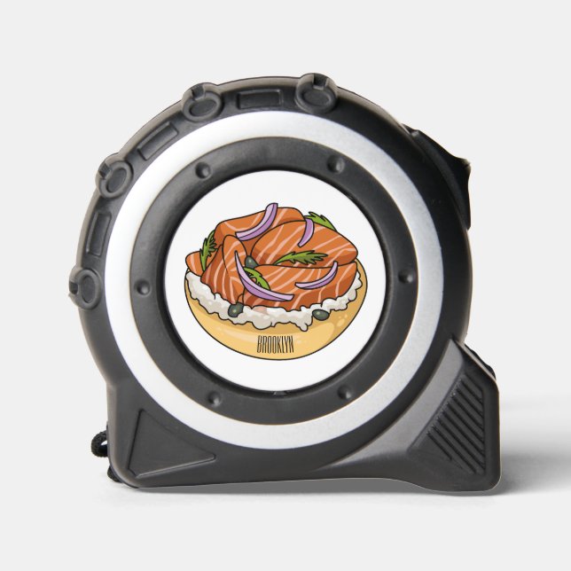 Salmon bagel cartoon illustration  1 (Front)