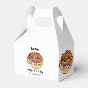 Salmon bagel cartoon illustration favor box