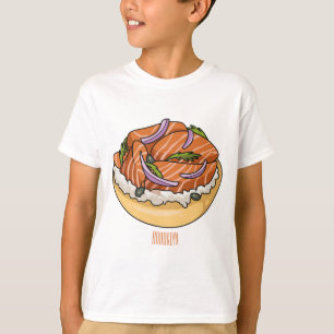 Salmon bagel cartoon illustration T-Shirt