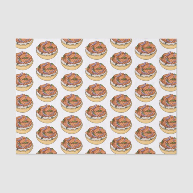 Salmon bagel cartoon illustration  tissue paper (Front)