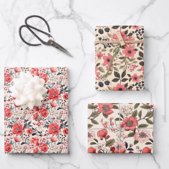  Salmon Berry Wrapping Paper Sheet (Front)