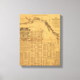 Salmon Canneries of the Pacific Northwest Map Canvas Print
