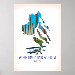Salmon-Challis National Forest map Poster