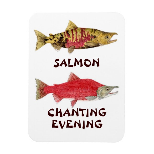 Salmon Chanting Evening Magnet (Vertical)