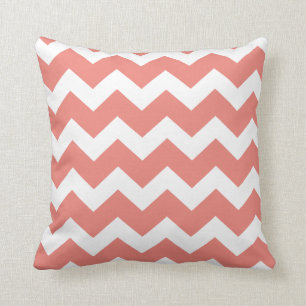 Salmon Chevron Throw Pillow