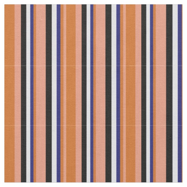 Salmon, Chocolate, Midnight Blue, Lavender & Black Fabric (Close Up)