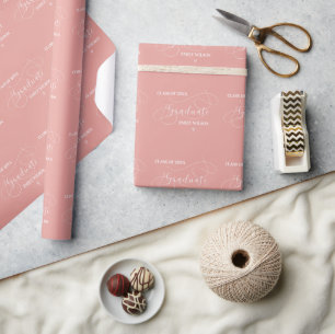 Salmon Colour Chic Script Class of 2026 Graduation Wrapping Paper