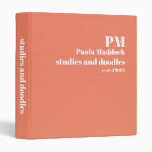 Salmon Colour Custom Monogram Name Title Binder