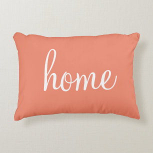 Salmon colour "home" custom pretty accent pillow