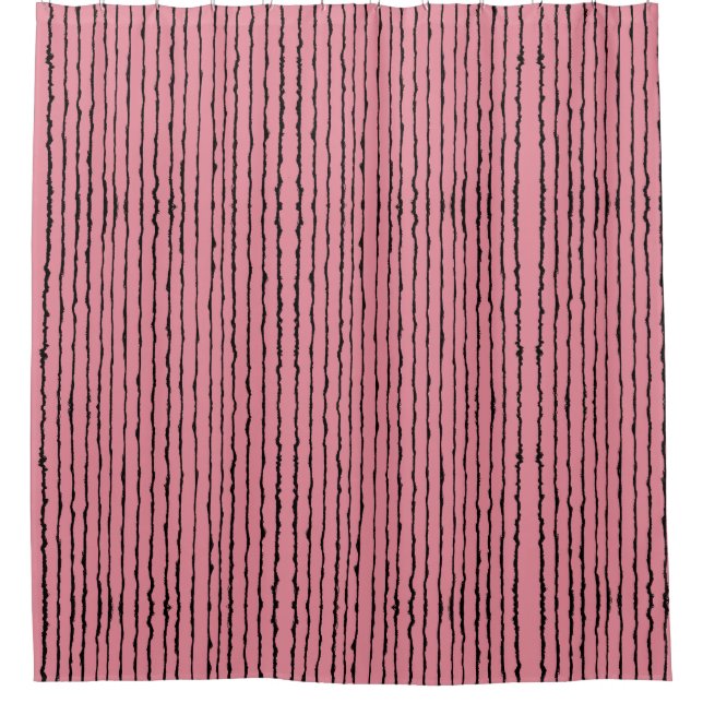 salmon colour striped Shower Curtain (Front)