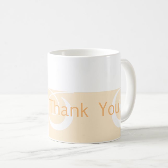 Salmon-coloured Decorative Band Thank You Mug (Front Right)