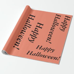 salmon coloured Happy Halloween cursive script Wrapping Paper