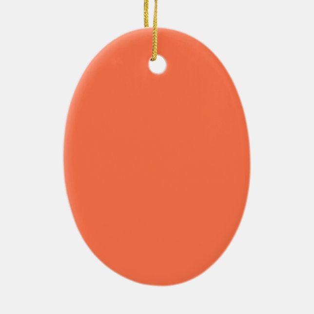 Salmon Coral Colour Accent Ready to Customize Ceramic Ornament (Back)