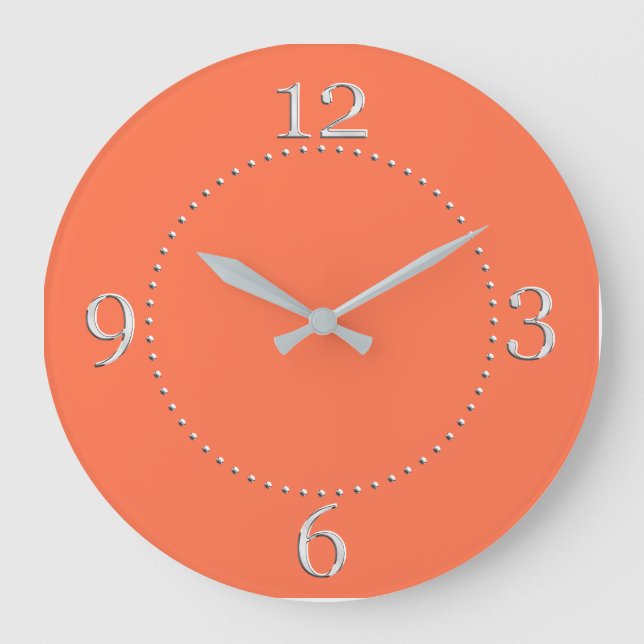 Salmon Coral Colour Decor on a Large Clock (Front)