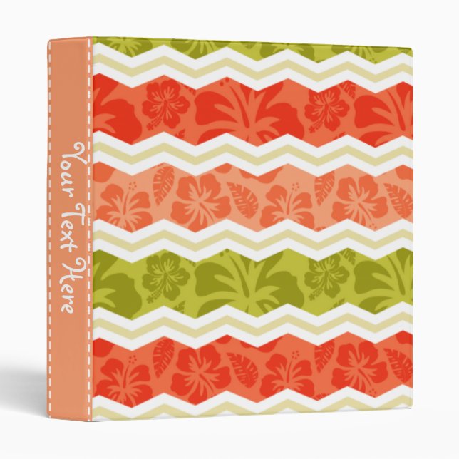 Salmon, Coral, Orange, and Green Tropical Pattern Binder (Front/Spine)