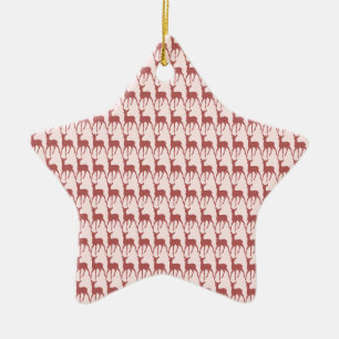 Salmon Deer Pattern Background Ceramic Ornament