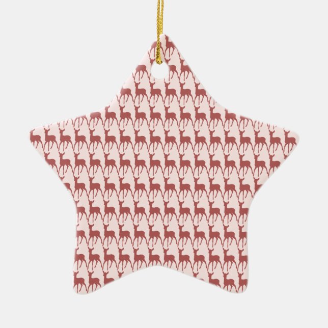 Salmon Deer Pattern Background Ceramic Ornament (Front)