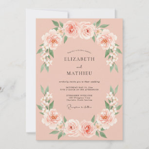 Salmon Delicate Spring Floral Wedding Invitation