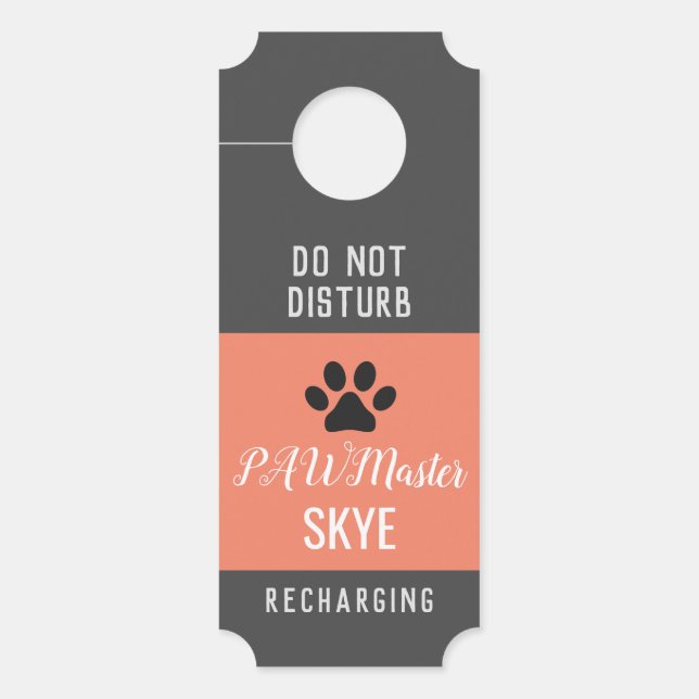 Salmon Do Not Disturb Pawmaster Door Hanger (Front)