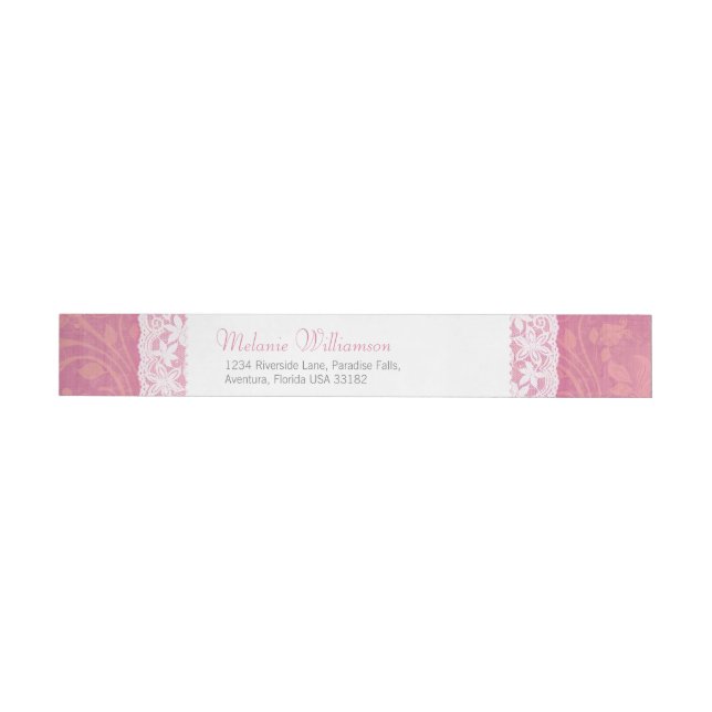 Salmon dusky pink lace reply sticker wrap around label (Individual)