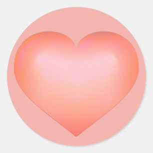Salmon Fade Heart Classic Round Sticker