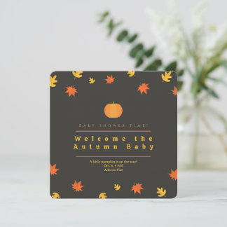 Salmon Fall Leaves Baby Shower Invitation