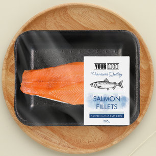 Salmon Fillets Fish Product Label with Logo
