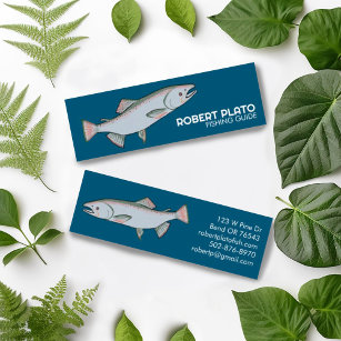 Salmon Fish Fishing Minimalist Unique Nature Blue Mini Business Card