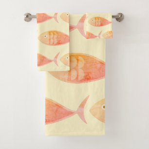 Salmon Fish Group Bath Towel Set