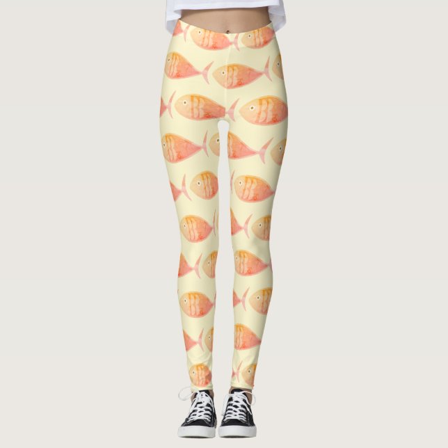 Salmon Fish Group Leggings (Front)