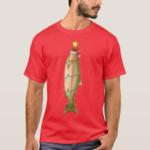 Salmon Fish Lighting Xmas Tree Matching Salmon Chr T-Shirt