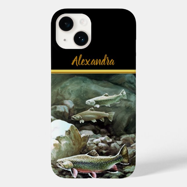 Salmon fish swimming under the water monogram Case-Mate iPhone case (Back)