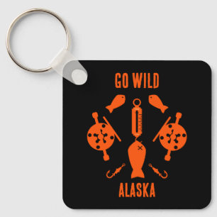 Salmon Fishing Alaska Keychain