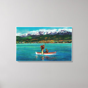 Salmon Fishing in Port Angeles Harbour Canvas Print