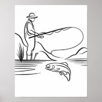 Salmon Fishing Line Art