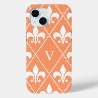 Salmon Fleur de Lis w/ monogram