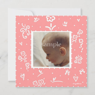 Salmon Flower Birth Announcement