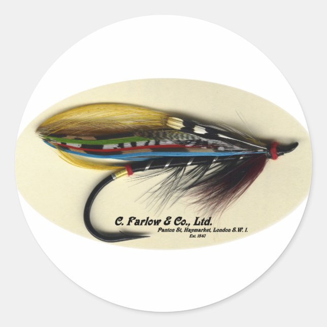 Salmon Fly- Black Doctor feather wing Classic Round Sticker (Front)