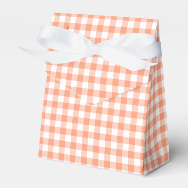 Salmon Gingham Favor Box (Front Side)