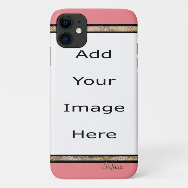 Salmon & Gold Gem Border Case-Mate iPhone Case (Back)