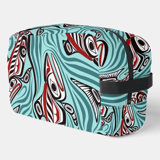 Salmon Haida Art Spirit Pacific Northwest Native Dopp Kit (Left Corner)