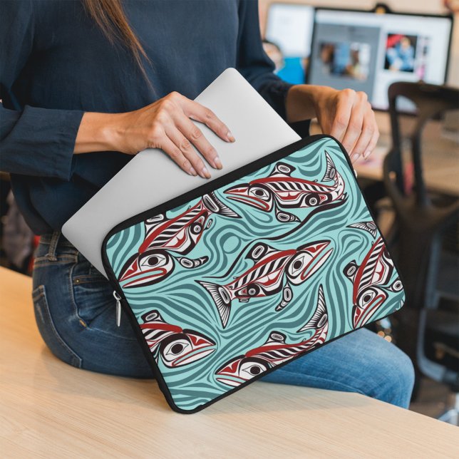 Salmon Haida Art Spirit Pacific Northwest Native Laptop Sleeve (Creator Uploaded)