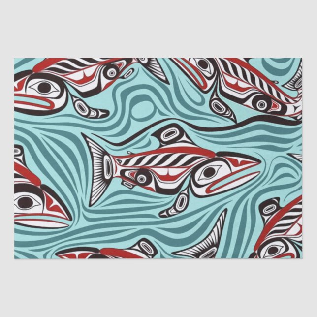 Salmon Haida Art Spirit Pacific Northwest Native Tissue Paper (Front)