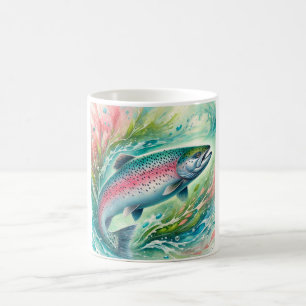 Salmon in Flowing Waters 060924AREF103 - Watercolo Coffee Mug