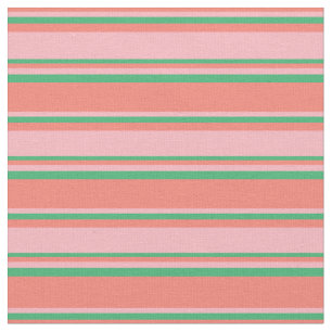 Salmon, Light Pink & Sea Green Pattern Fabric