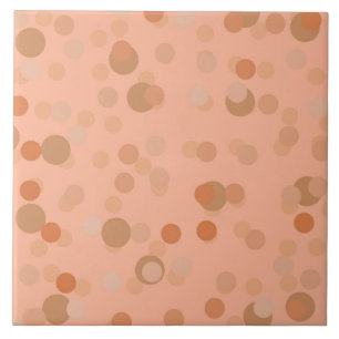 Salmon, peach and Persian Orange polka dots Tile