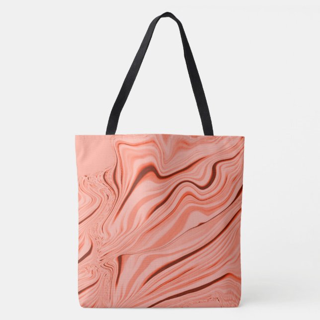 Salmon, peach, clear coral and pink mix curves tote bag (Front)
