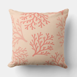 Salmon Peachy Coral Coastal Throw Pillow