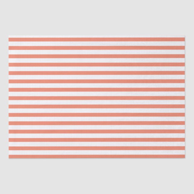 Salmon Pink and White Stripes Tissue Paper (Front)