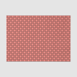 Salmon Pink Black Checkerboard Pattern Tissue Paper